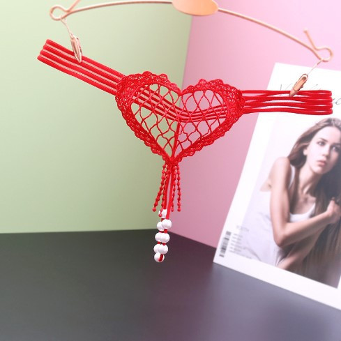 Трусики з бусинками червоні - розмір універсальний (на резинці), 15% нейлон, 85% поліестер Київ - фото 1