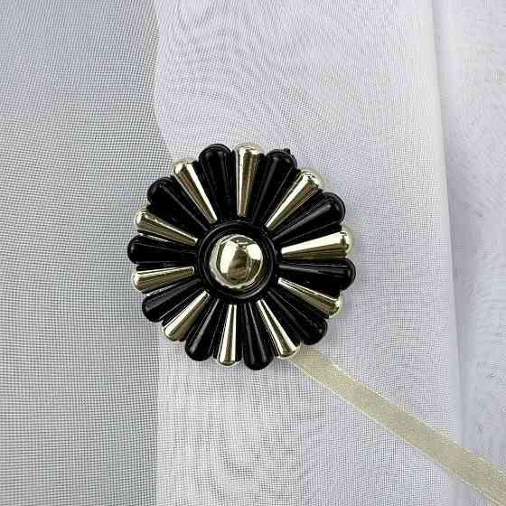 Магніти для штор і гардин Хризантема набір 2 шт Чорний з золотистим (81-305) Київ