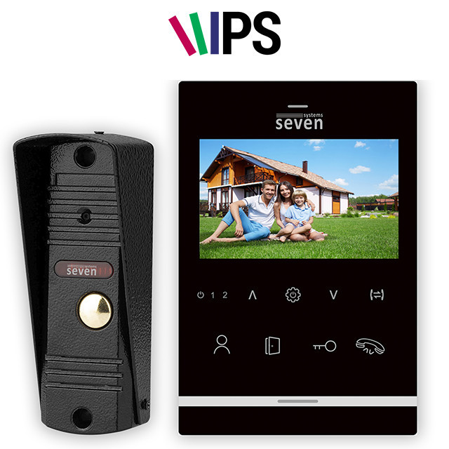 Комплект домофону 4 дюйми з панеллю виклику SEVEN DP–7542 Kit black Київ - фото 1