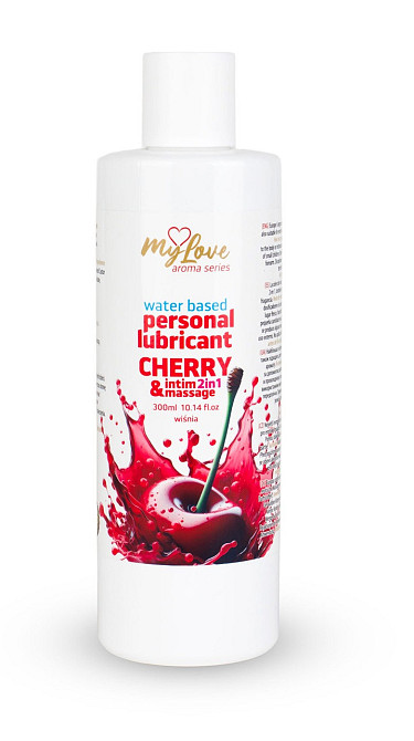 Водный лубрикант 2в1 для интимной близости и массажа MyLove Aroma Series Cherry (Вишня), 300 мл Sex Aura Киев - изображение 1