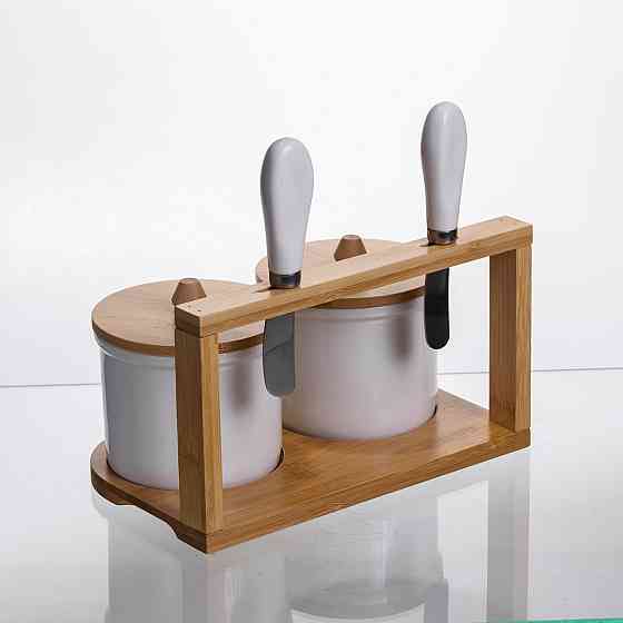 Yiwu Набір маслянок для вершкового масла 2 (шт) з ножами 2 (шт) на бамбуковій підставці SCT-641 Коломыя