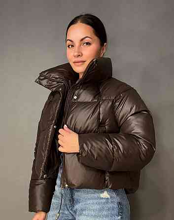 Куртка жіноча Lady Yep 30083 пуффер коротка глянцева коричнева, коричневий, L Київ