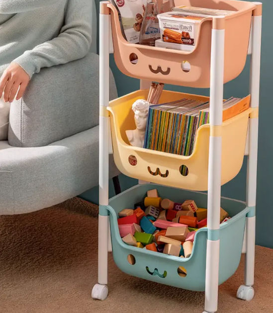 Органайзер для дитячої кімнати, стелаж з контейнерами на колесах, білий, 43×30.3×22 см Кам'янець-Подільський - фото 6