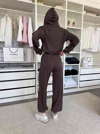 Женский прогулочный костюм двойка: зип худи и штаны двунитка Шоколад, 42/44 Одесса