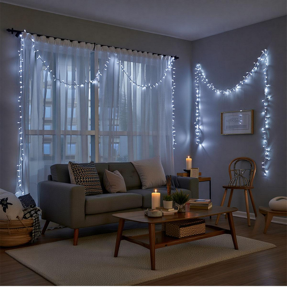 Новорічна гірлянда кімнатна нитка 22 м 220 LED кімнатна гірлянда білий провід Біле світло W220LED22MWW Коломыя - изображение 6