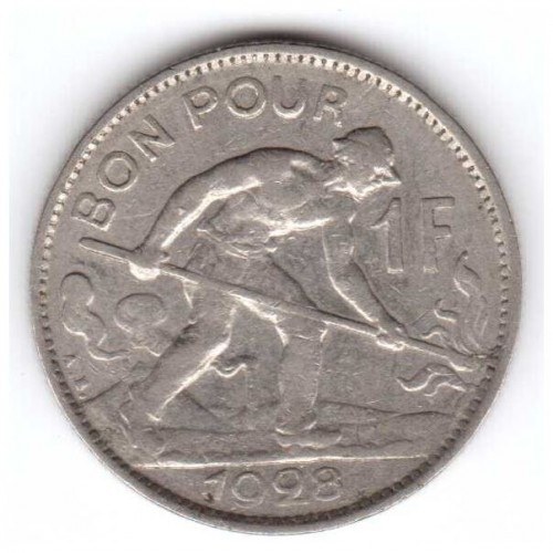 Монета 1 франк Люксембург 1928 сталевар большая редкий год Полтава - изображение 1