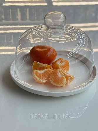 Тарілка з кришкою для зберігання  «White kitchen» 20*14,5 см кераміка + скло 8030-321 Київ