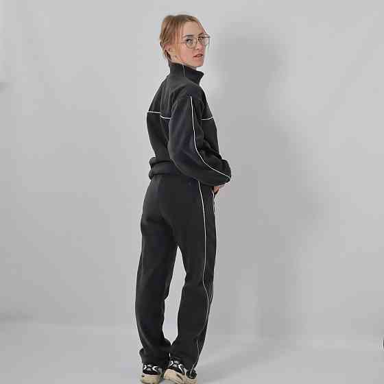 Жіночий теплий костюм (толстовка на змійці+штани з кантом)  Графіт Кам'янець-Подільський