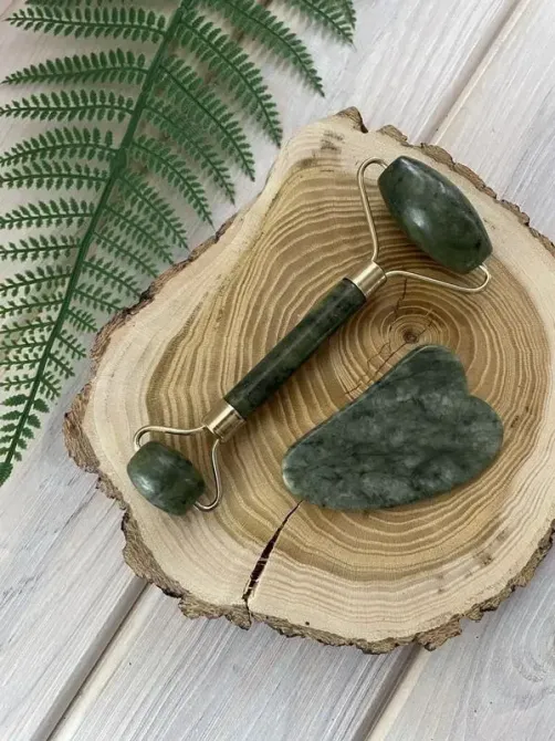 Масажер нефритовий ролер + гуаша скребок Коломия - фото 4