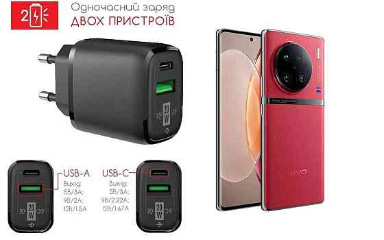 Сетевое зарядное устройство для vivo X90 Pro, vivo X90 Pro+, 20W 3A, Quick Charge 3.0 Киев