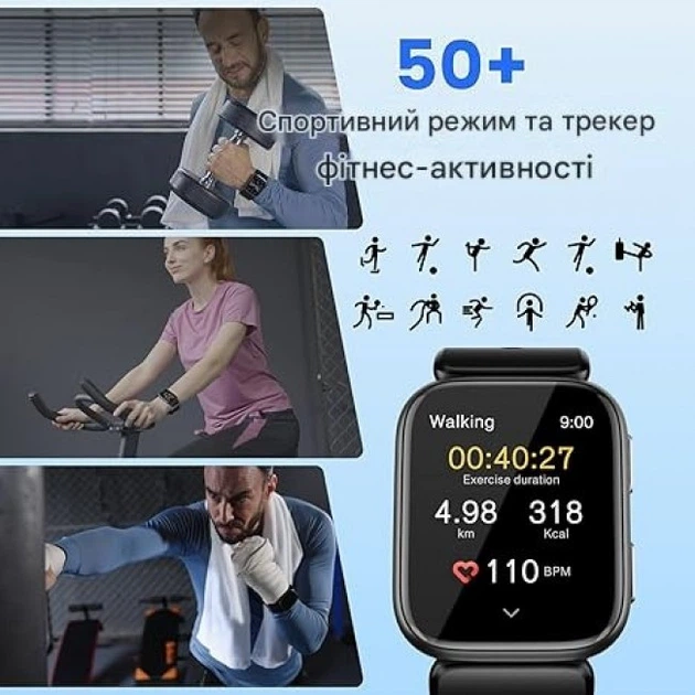 Смарт-годинник YHE BP Doctor Pro Black: розумний фітнес-годинник із запатентованою манжетою тонометра, AMOLED, Android/iOS Київ - фото 7