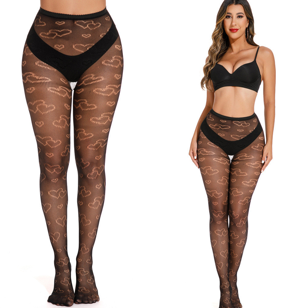 Колготки в сітку сердечка для жінок one size чорний Київ - фото 5