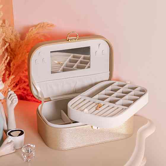 Двоярусна шкатулка для прикрас з еко-шкіри з замком Київ