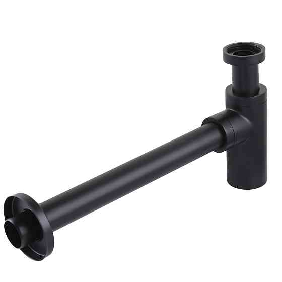 Сифон для раковин циліндричний Globus Lux  GSB-32-125-BB, латунь, 1 1/4″, чорний матовий Луцьк