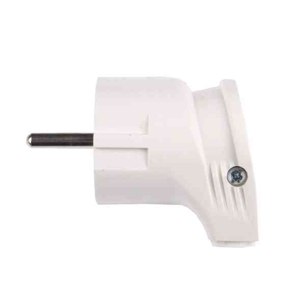 Вилка с заземлением угловая, белый Днепр