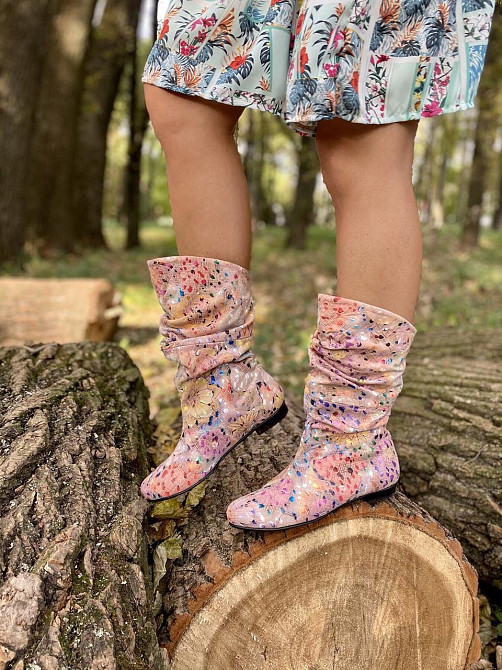 Nivelle Напівчоботи жіночі NIVELLE комбінований натуральна шкіра висота 24см обхват 34-36см роз Коломыя - изображение 4