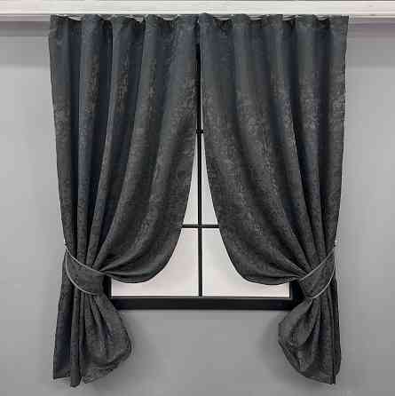 Комплект коротких штор VR-Textil Льон мармур Pavliani ХО № 1262ш Графітовий 130х170 см 2 шт (35-0204) Київ