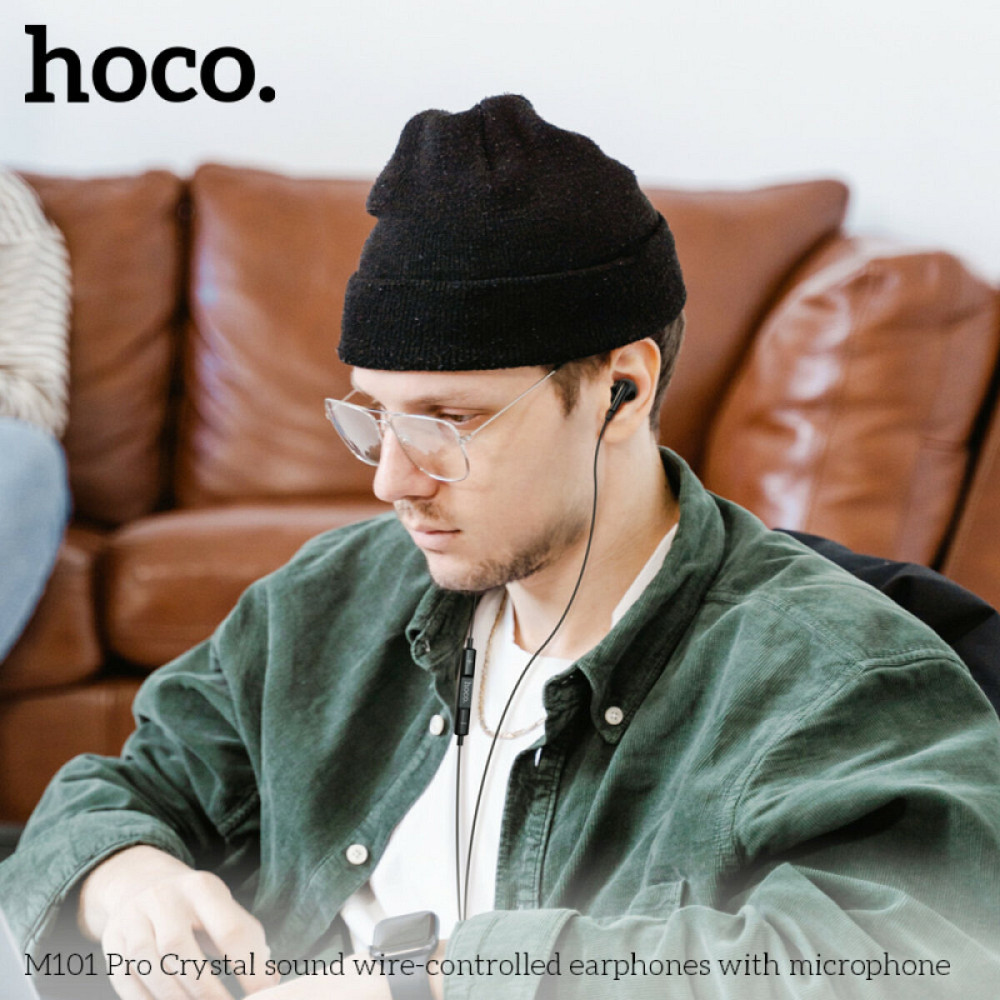Навушники HOCO M101 Pro Crystal sound wire-controlled earphones with microphone Black Київ - фото 4