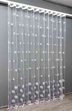 Тюль VR-Textil 1573т Фатин з вишивкою Смайлики Білий з бузковим 350х270 см (42-0977) Київ