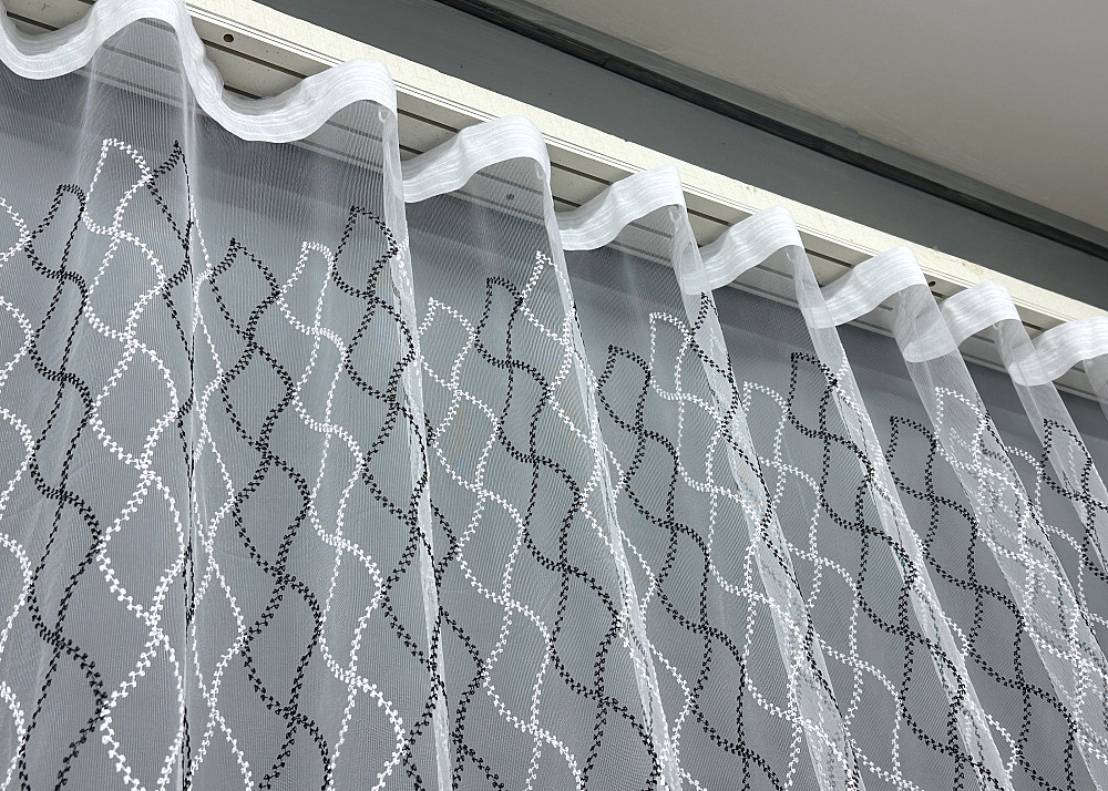 Тюль VR-Textil 1839т Фатин с вышивкой Белый с черным 300х270 см (40-194) Киев - изображение 7