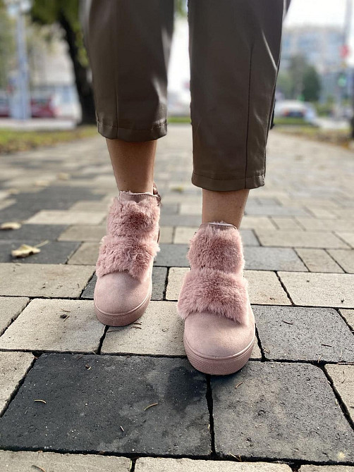 Ботинки женские LX17-219 пудра еко-замша зима высота 11см подошва 2см стелька 37р.-23.5см 39р.- Коломыя - изображение 8