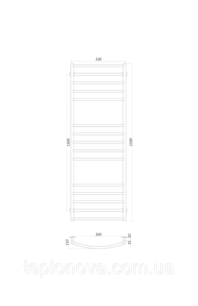 Полотенцесушитель Нержавейка UNIO 1500x530-15 Лесенка Дуга Елит Черновцы
