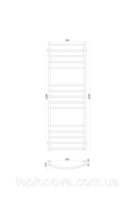Полотенцесушитель Нержавейка UNIO 1500x530-15 Лесенка Дуга Елит Черновцы - изображение 3