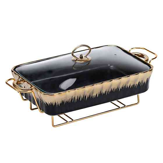 Yiwu Марміт порцелянаовий прямокутний на 2 літри 40*23*11 см чорний Коломыя