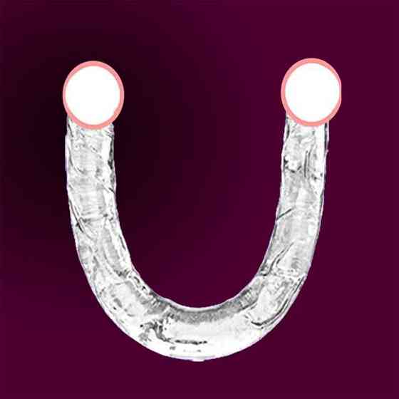 Двосторонній фалоімітатор "Double Dong" - 31,5*3,5 см - Прозорий Вінниця