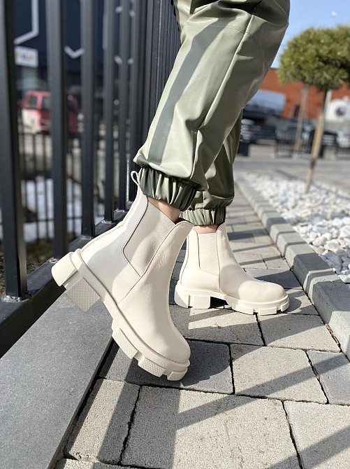 Черевики жіночі GREMMY бежеві натуральна шкіра весна-осінь высота 13 см (4305) Коломия - фото 7