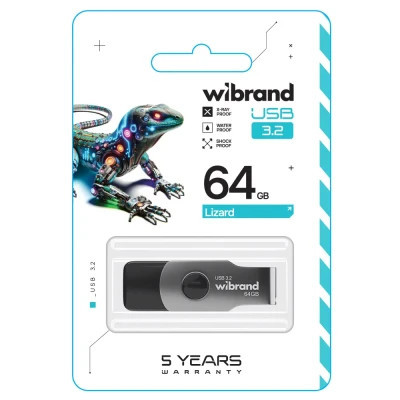 USB флеш накопитель Wibrand 64GB Lizard Black USB 3.2 Gen 1 (USB 3.0) (WI3.2/LI64P9B) Винница - изображение 3