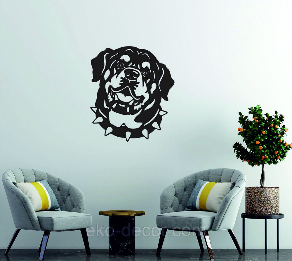 Декоративне настінне Панно  «Ротвейлер» , Декор на стіну 90*80 см, Чорний Київ - фото 3