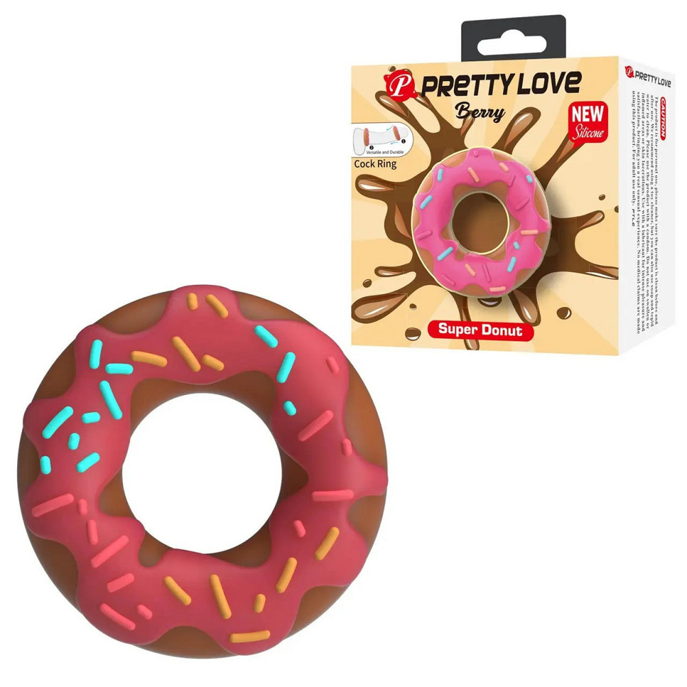 Эрекционное кольцо Pretty Love Berry в форме пончика с кремом, розовое, 4,6 х 2 см Sex Aura Киев - изображение 1