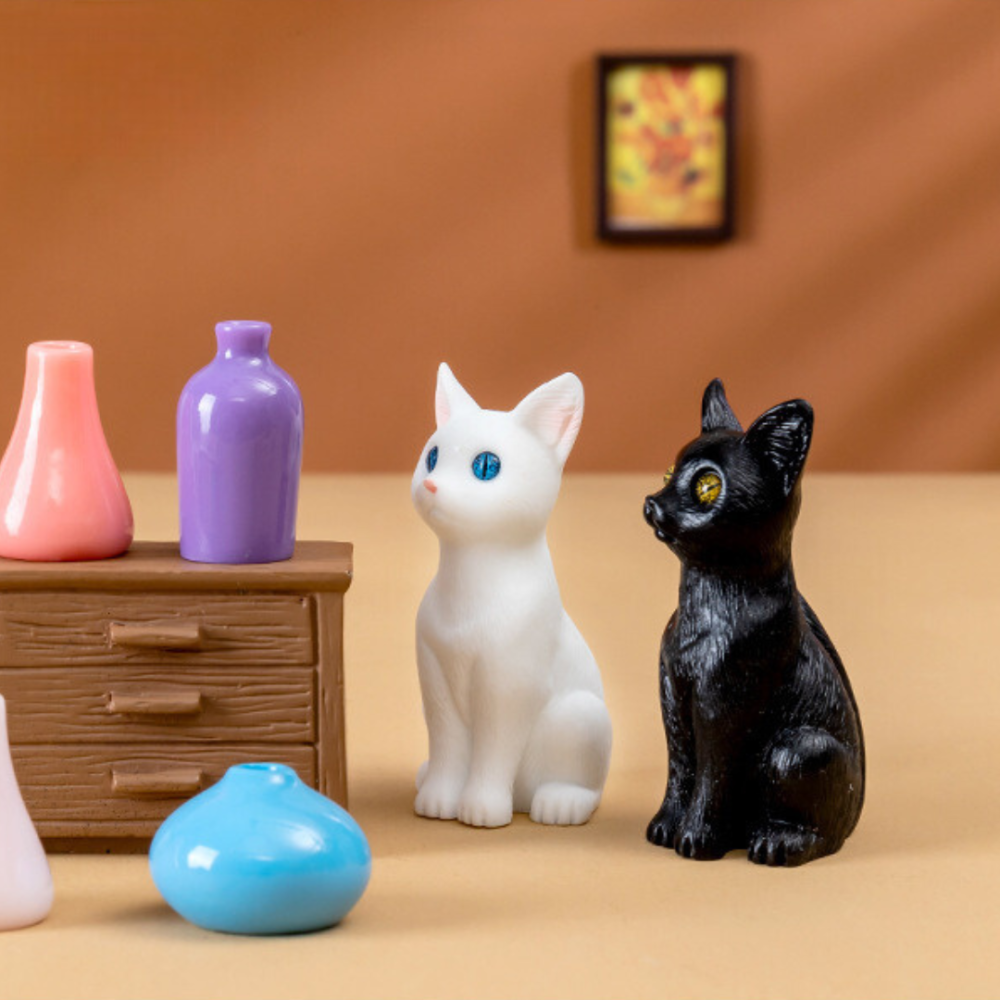 Фігурка Кошеня 4.5 х 2.3 см з серії "Кошенята з вазами" для флораріуму, моделювання Блакитна 2 Одеса - фото 2