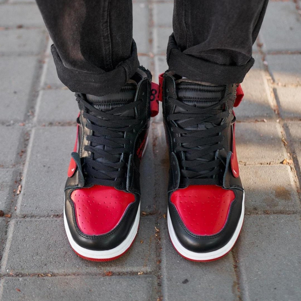 Термо Кросівки Nike AIR Jordan Червоні Чоловічі Чорні Джордан Високі Найк Єврозима (розміри:41,42,43,44,45) Дніпро - фото 8