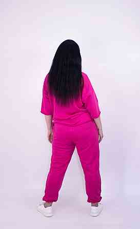 Костюм жіночий спортивний літній (футболка+штани) трикотажний Малиновий XS-S Харків