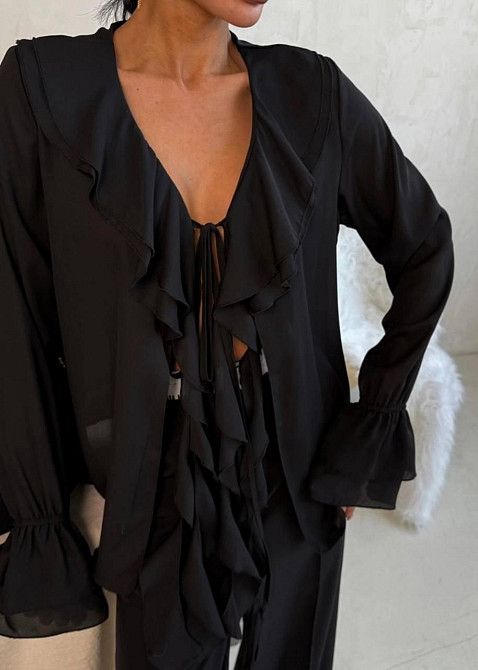 Жіноча шифонова блузка  з воланами щільний шифон Одеса - фото 1