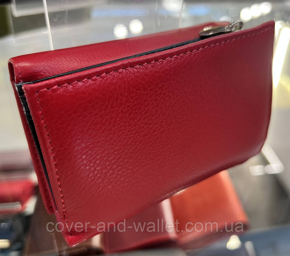 Маленький женский кожаный кошелек красного цвета на магнитах Helen Verde Киев - изображение 7