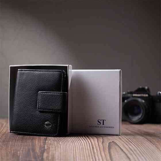 Жіночий гаманець з монетницею та блоком для пропусків із натуральної шкіри ST Leather 22713 Чорний Київ