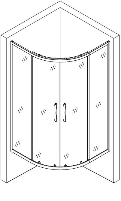 Душова кабіна BRAVO WKRA N90FS 88–90×88–90×160 см напівкругла, сатиновий профіль, фактурне скло, без піддона (000031052) Київ - фото 5