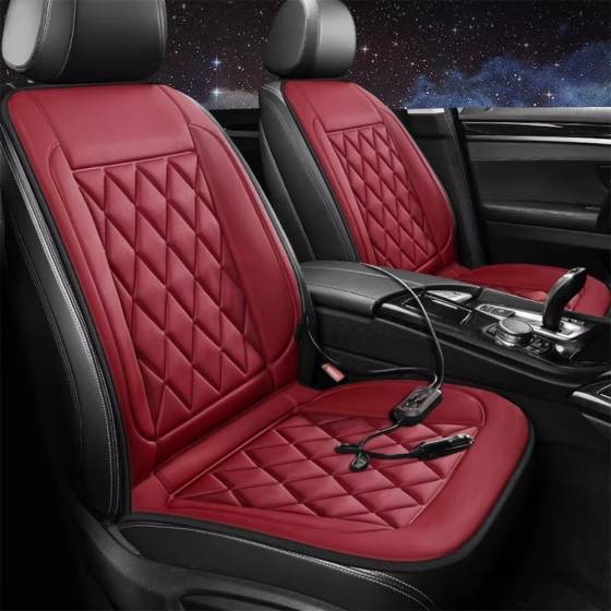 Накидки для автомобільного сидіння з підігрівом 2 шт. універсальні в машину від прикурювача 12В, бордовий Кам'янець-Подільський