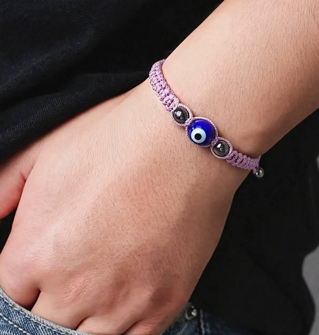 Браслет з оком від пристріту на шнурку, регульований браслет оберіг Київ - фото 2