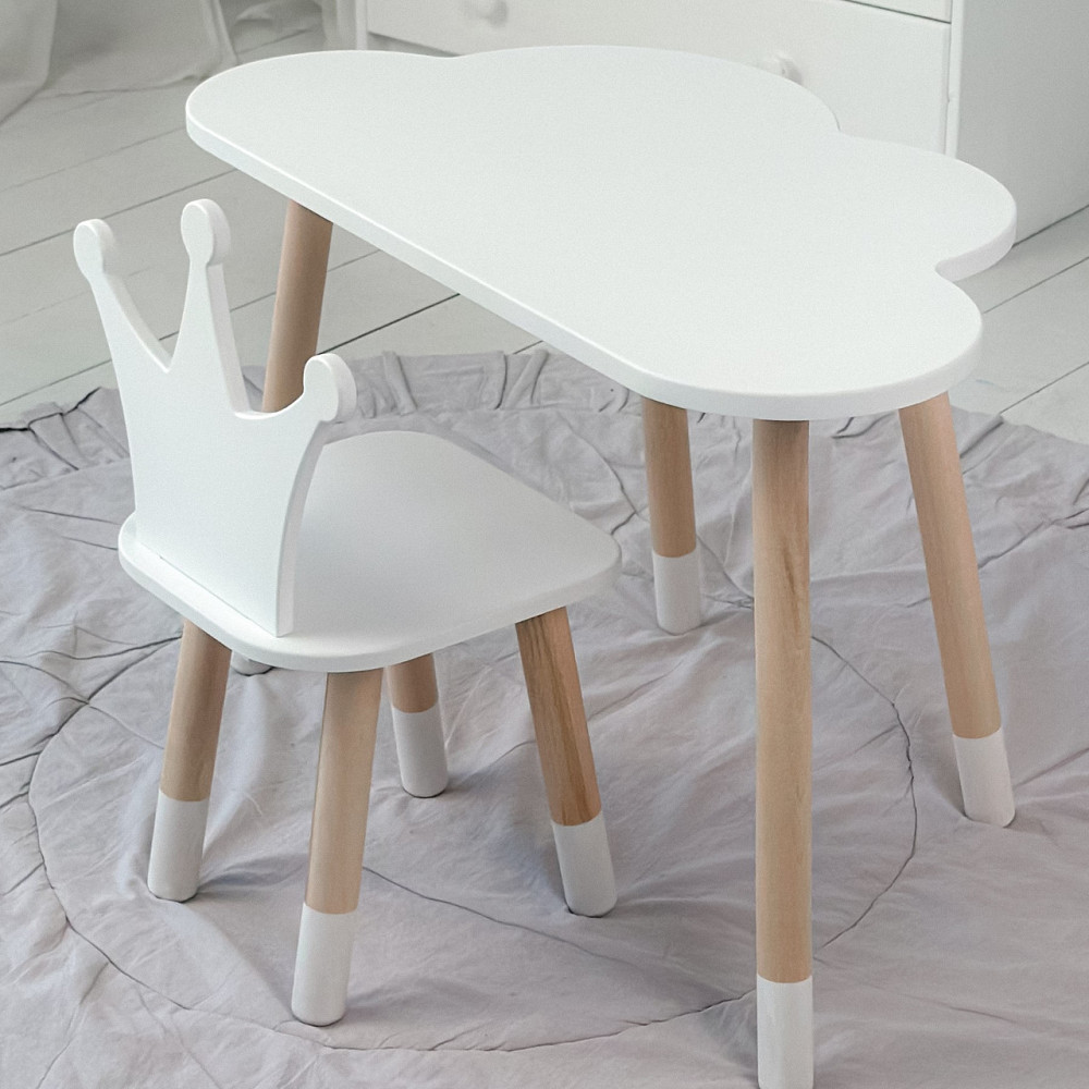 Стіл хмарка і стільчик дитячий  біла корона. Столик для занять, ігор, їжі Київ - фото 4