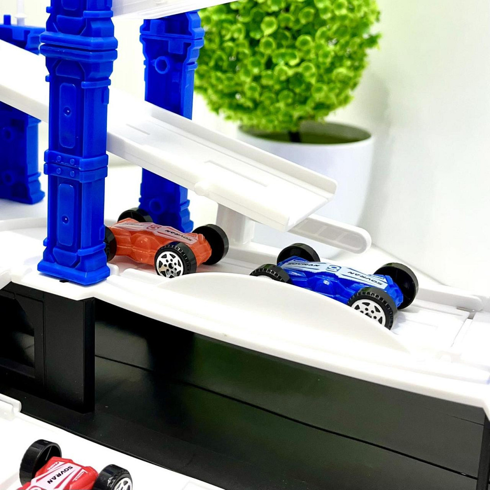 Трейлер ігровий гараж 2в1 інерційний з машинками звук світло поліція Синій (660-S17-18) Чернігів - фото 7