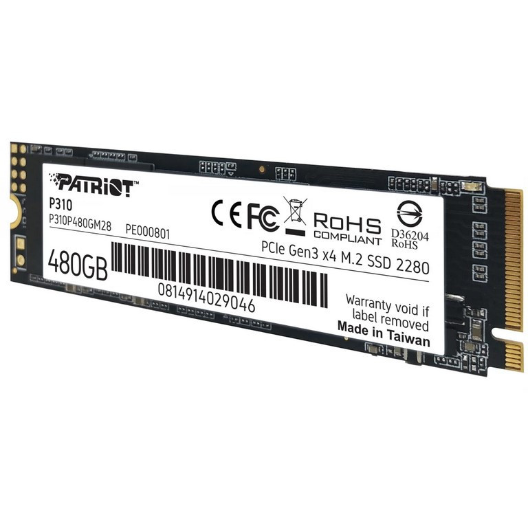 Накопичувач SSD M.2 Patriot P310 480GB NVMe 2280 PCIe 3.0x4 3D NAND TLC Київ - фото 4