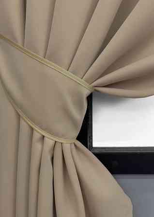 Комплект коротких штор VR-Textil Блекаут Midnight № 1230ш Темний бежевий 140х170 см 2 шт (35-0430) Київ