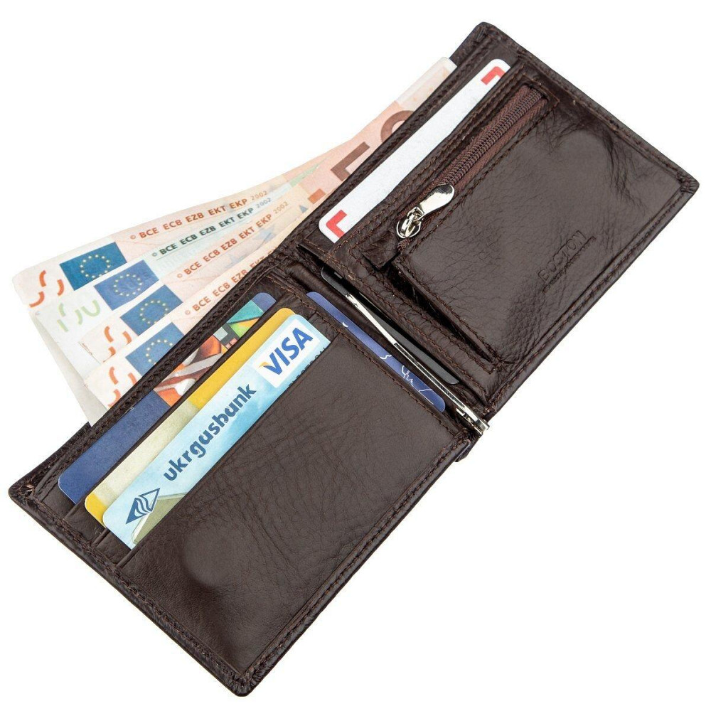 Чоловіче портмоне з Затискачом для купюр Boston 18827 Коричневий Київ - фото 4