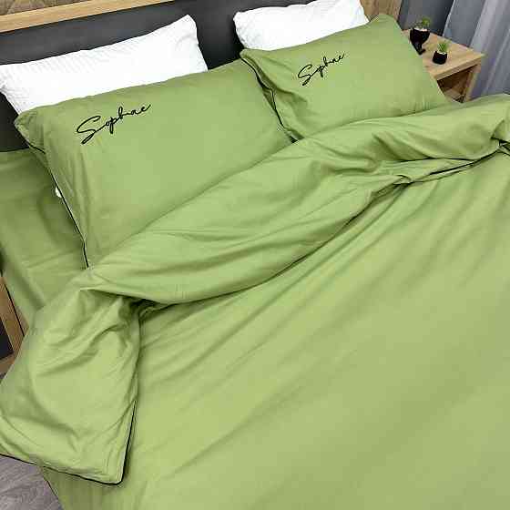 Комплект постільної білизни Сатин, Євро 200х230 Оливковий (88-152) Київ