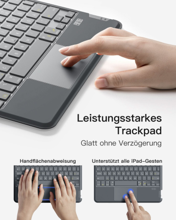 Чохол-клавіатура Inateck KB04111-11 для iPad Pro 11″ M4/M5, Bluetooth, магнітний, знімний, тачпад, підсвітка, сірий Київ