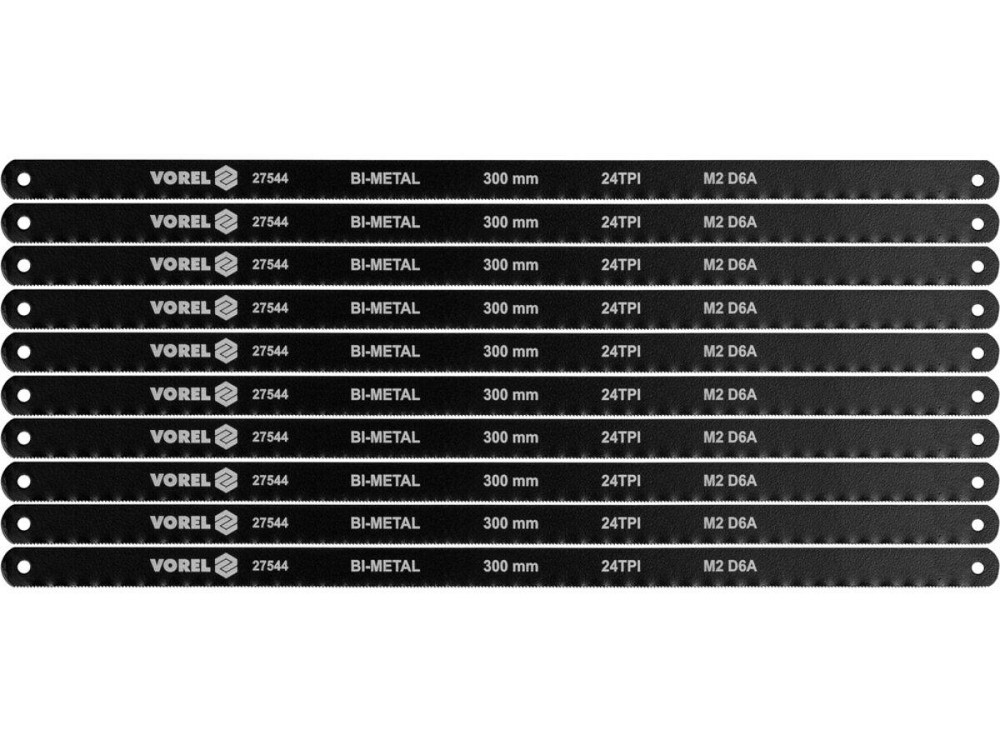 Полотно різальне до ножівки по металу BI-мет VOREL М2 D6A, 300х12,6х0,65 мм, 24 зуби/1", паков. 10 шт. Одеса - фото 1